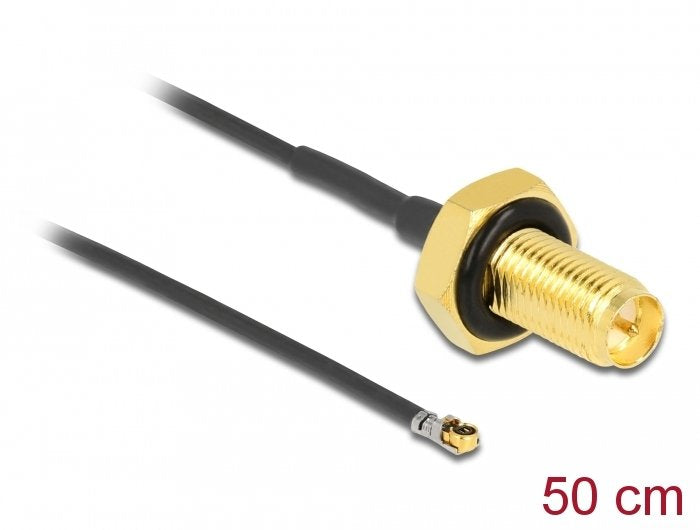 Delock 12661 Antena Cable Rp-Sma Mampara Hembra A I-Pex Inc., Mhf® 4l Lk Macho 1.37 50 Cm Longitud De Hilo 10 Mm A Prueba De Salpicaduras