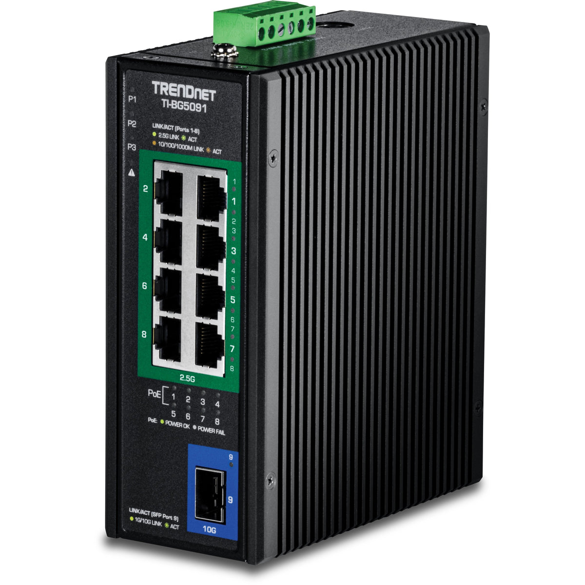 Trendnet Industrial Switch 9-Port 2.5g Poe++ 1sfp+ Din-Rail