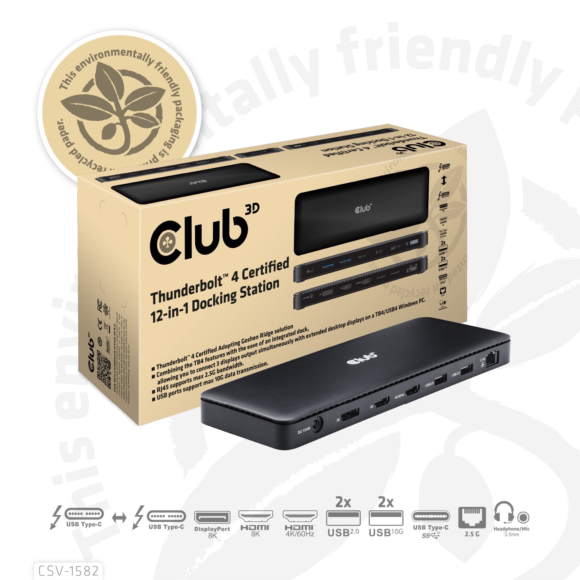 EAN 8719214472955 - CLUB3D Club 3D, Dockingstation TB4 12 in 1 imagen 8