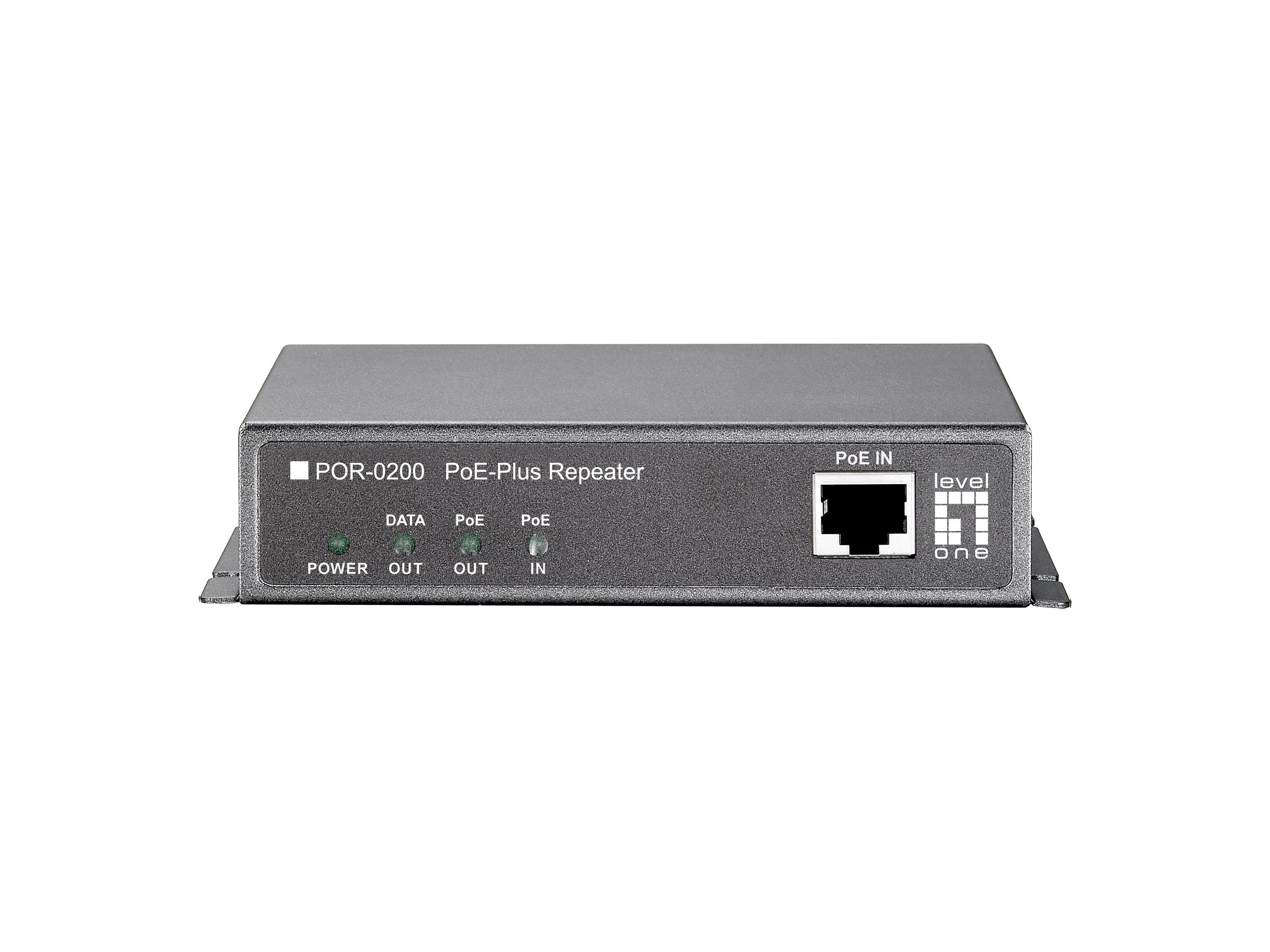 Levelone Repetidor Poe, Cascade, 802.3at Poe+, Repetidor De Red, 200 M, 10/100base-T(X), Ieee 802.3,Ieee 802.3af,Ieee 802.3at,Ieee 802.3u,Ieee 802.3x, Negro, Pared
