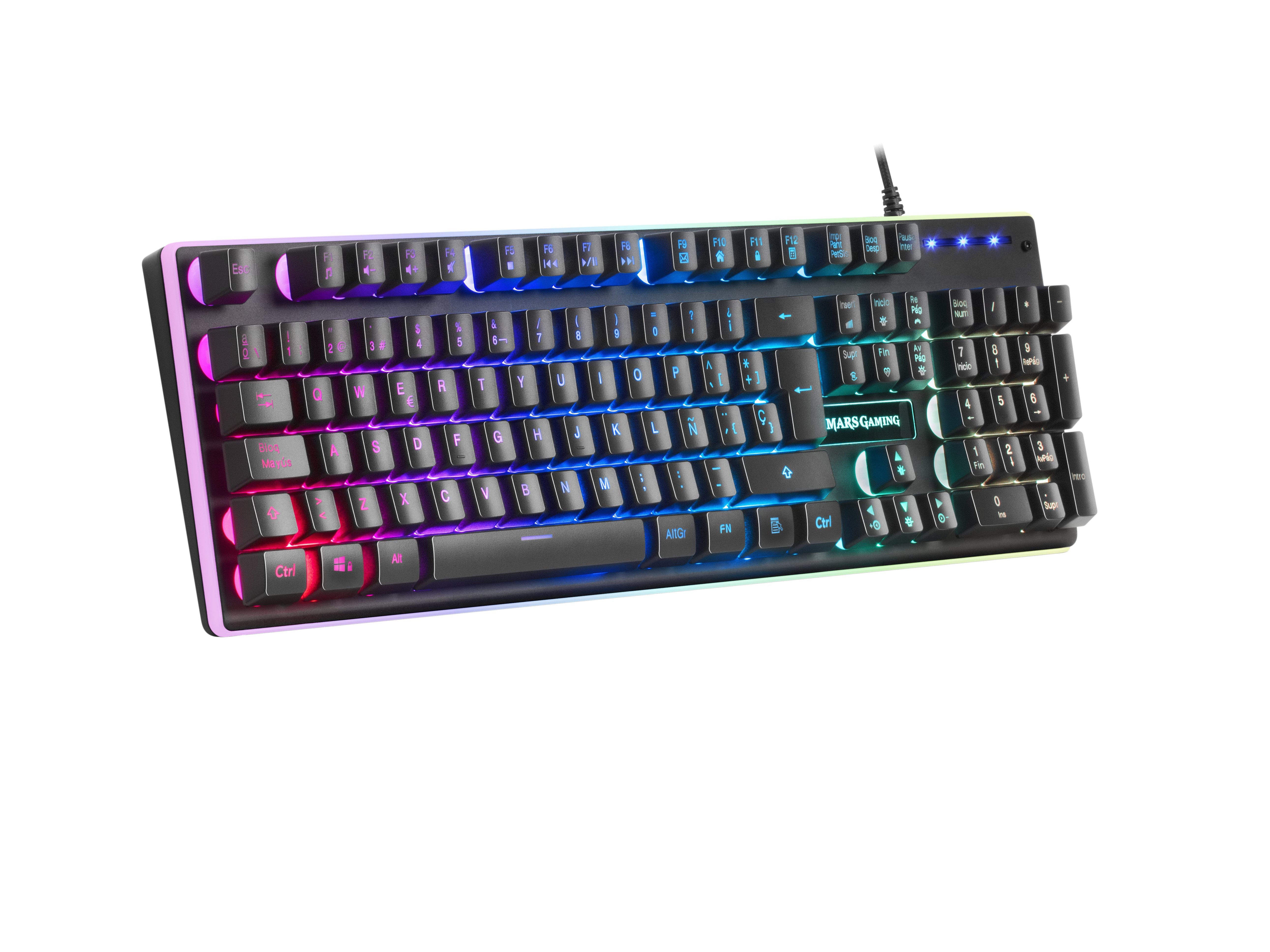 Mars Gaming Mk320pt Teclado Usb Portugués Negro Marsgaming Mk320 Full Rgb H-Mechanical Keyboard, Padded Palmrest - Portuguese