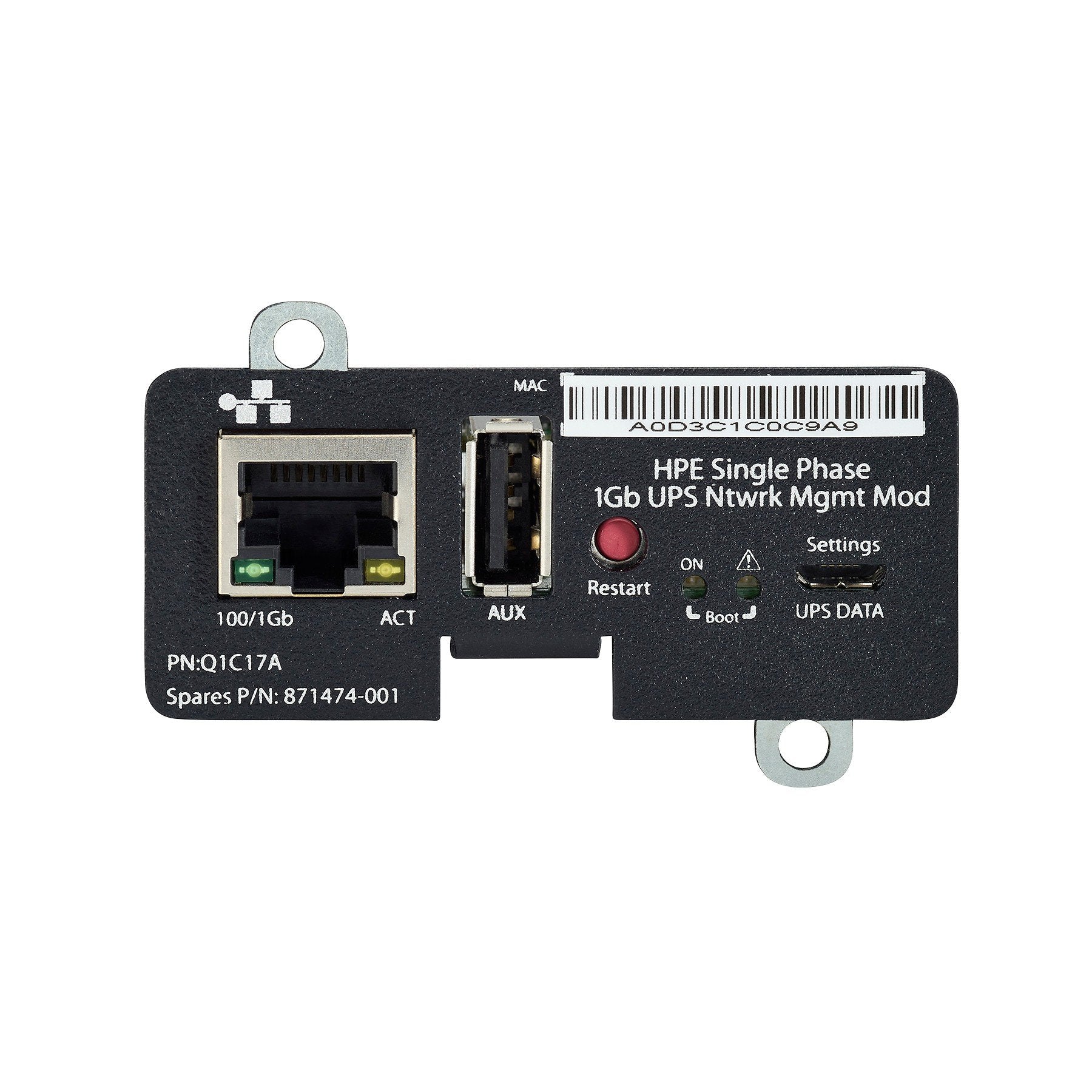 EAN 0190017121178 - HPE Single Phase 1Gb UPS Network Management Module sistema de alimentación ininterrumpida (UPS) imagen 1
