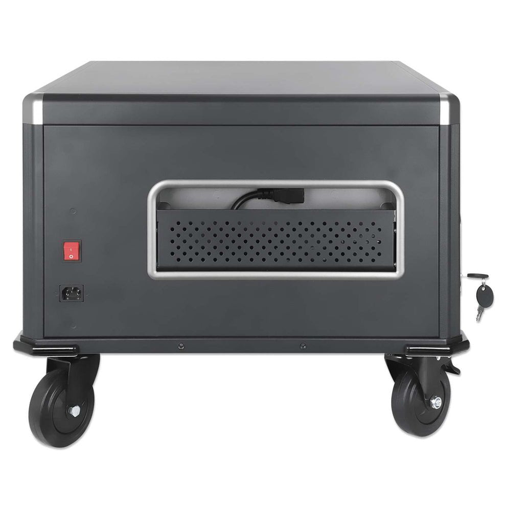 Manhattan Laptop Charging Cabinet Desktop Via Ac Adapter (Eu) 20-Bay, Install Device'S Ac Adapter (Power Cables) Into Unit, Suitable For All Laptops (To 16"), Ipads, Macbooks, Chromebooks, Other Portable Devices, Bays 380x30x280mm, Cart, Lo