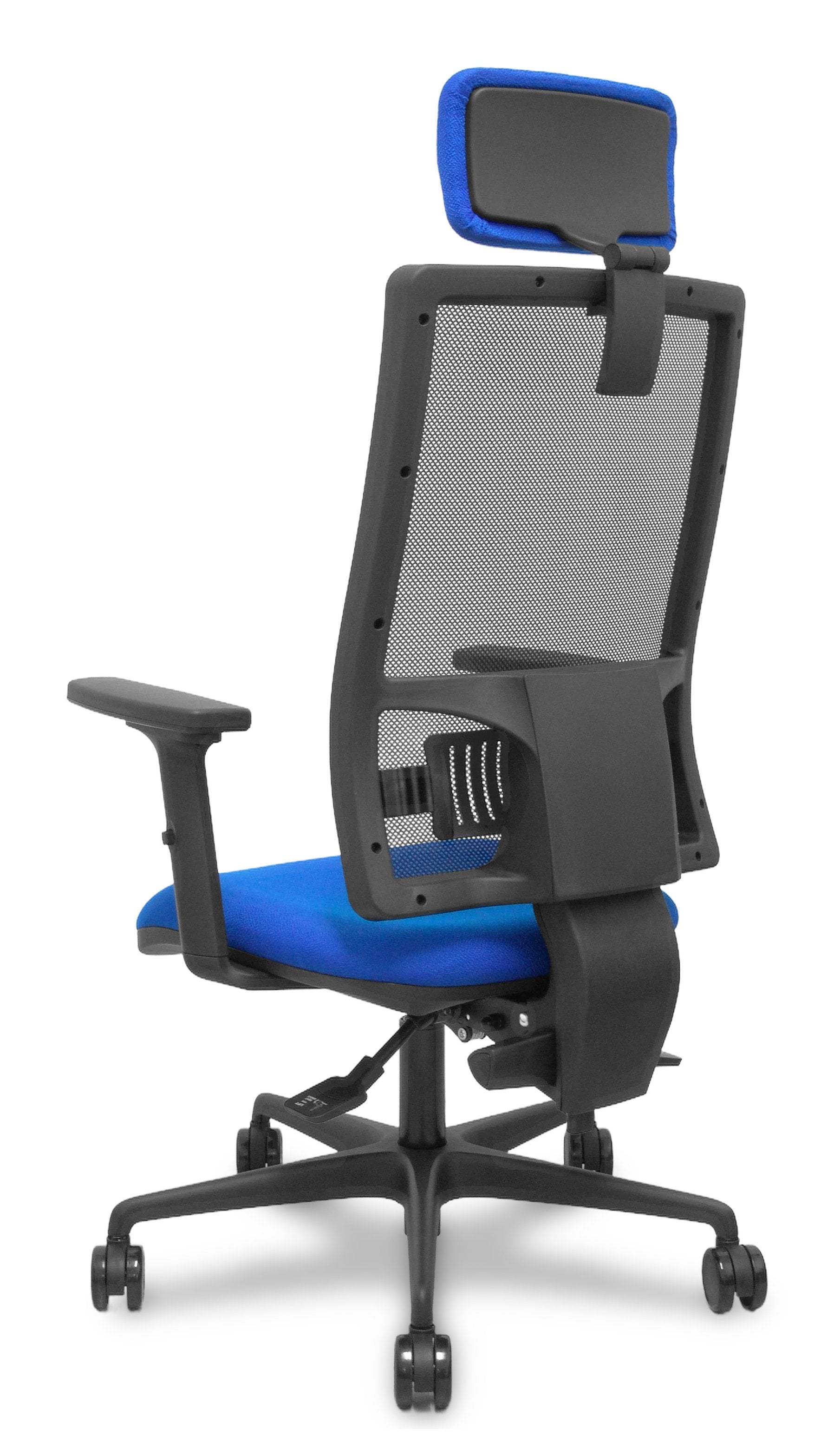 Piqueras Y Crespo Silla Bormate Asincro Malla Negra Asiento Bali Azul Brazos 2d Ruedas 65mm Cabecero Regulable
