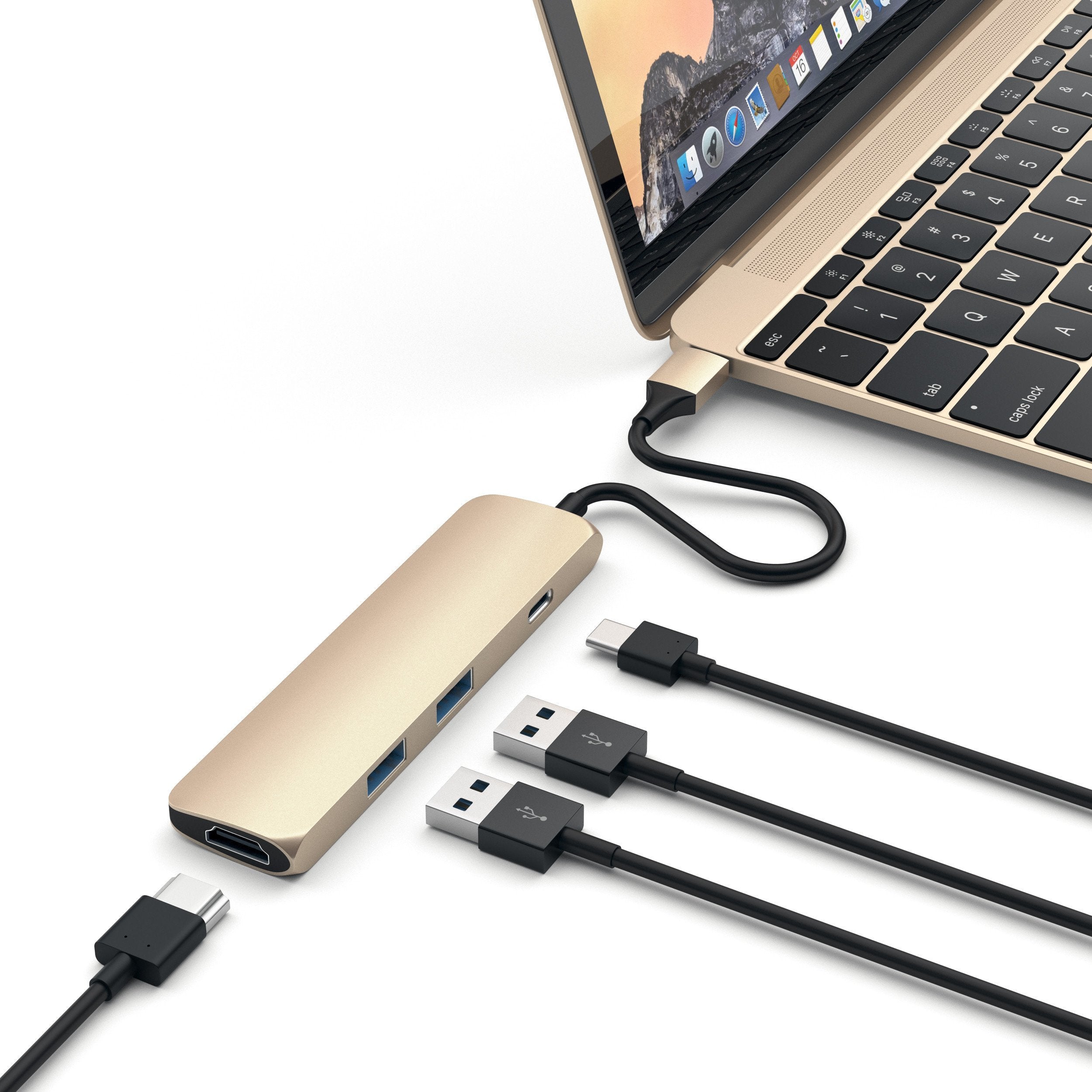Satechi St-Cmag Base Para Portátil Y Replicador De Puertos Usb 3.2 Gen 1 (3.1 Gen 1) Type-C Oro
