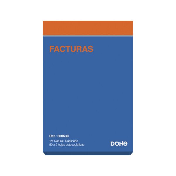Dohe Talonario De Facturas - Cuarto Natural - 50x2 Hojas Autocopiativas - Duplicado