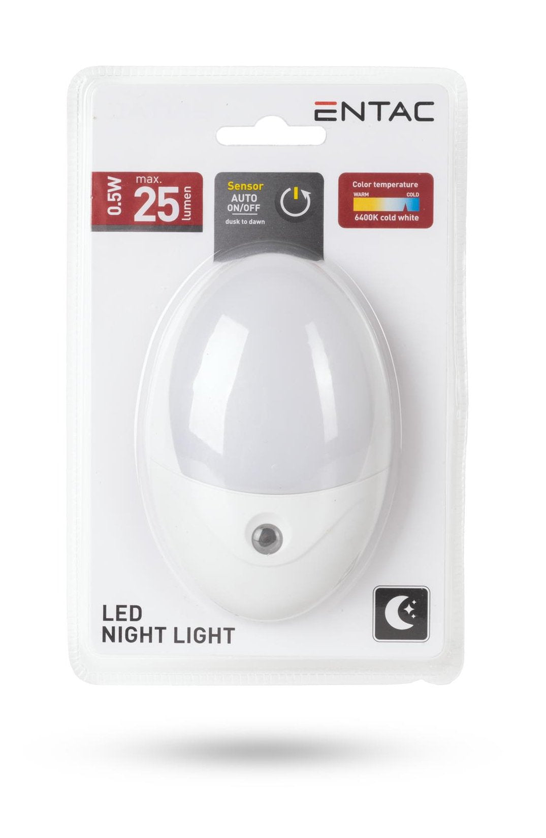 Entac Nachtlicht 0.5w Oval Cw Blanco Dämmerungssensor
