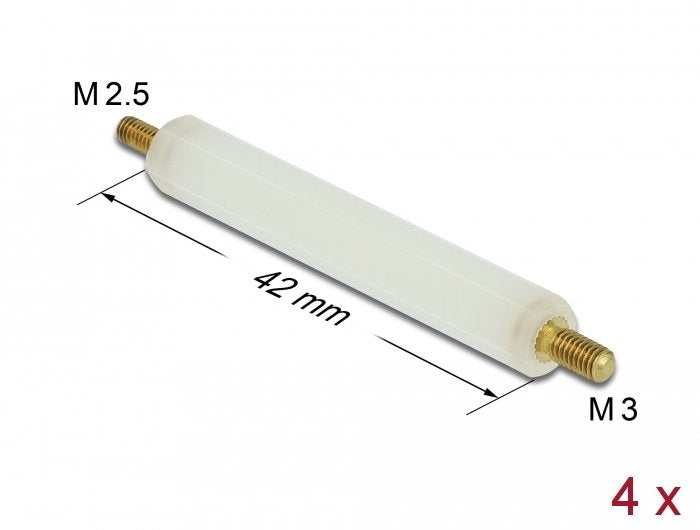 Delock Abstandshalter M2.5 X M3, Sechskant, Aussen / Aussen, 42 Mm Natur 4 Piezas