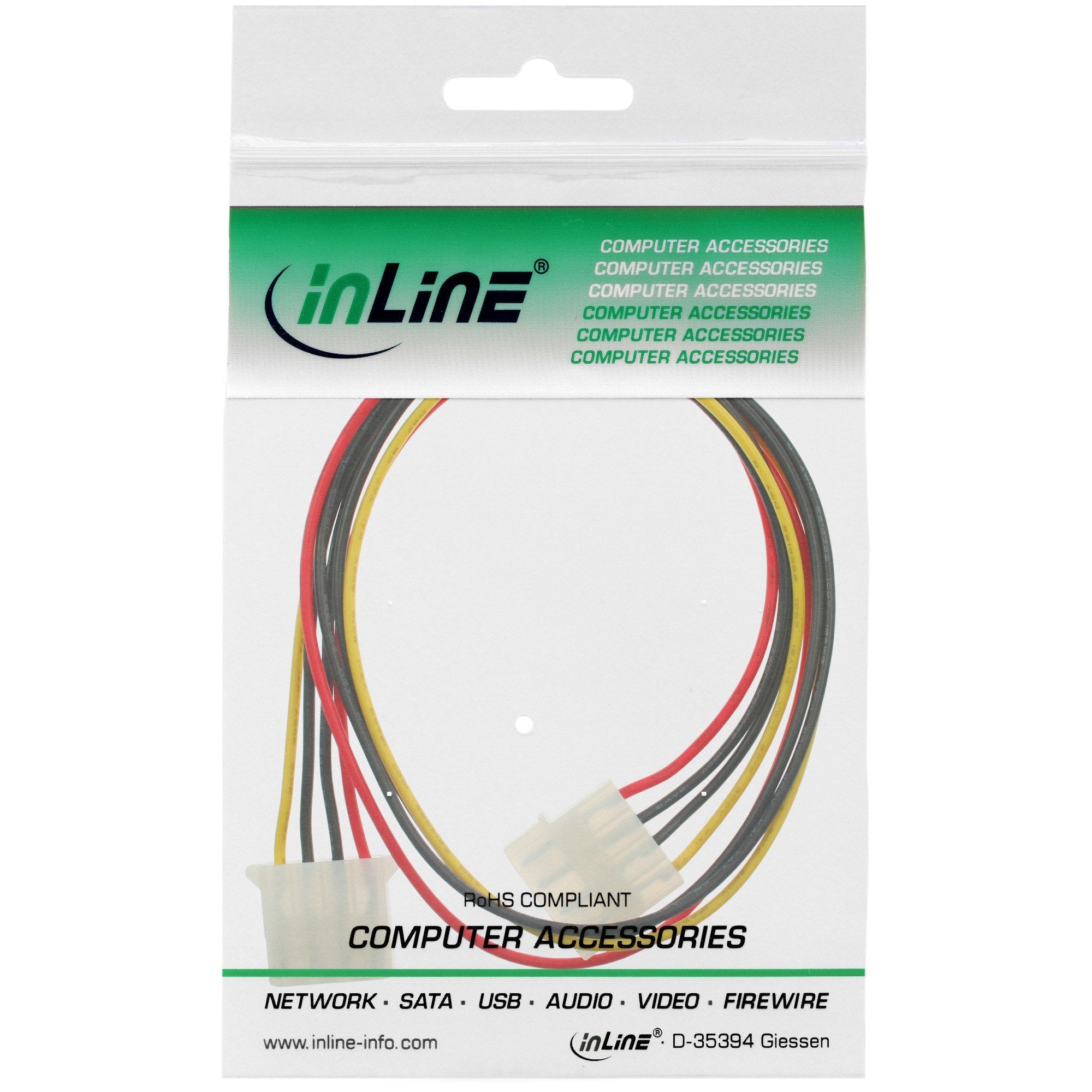 Cable De Extensión Alimentación Con Conector De 4 Pines Inline Molex, Redondo, 0,5 M