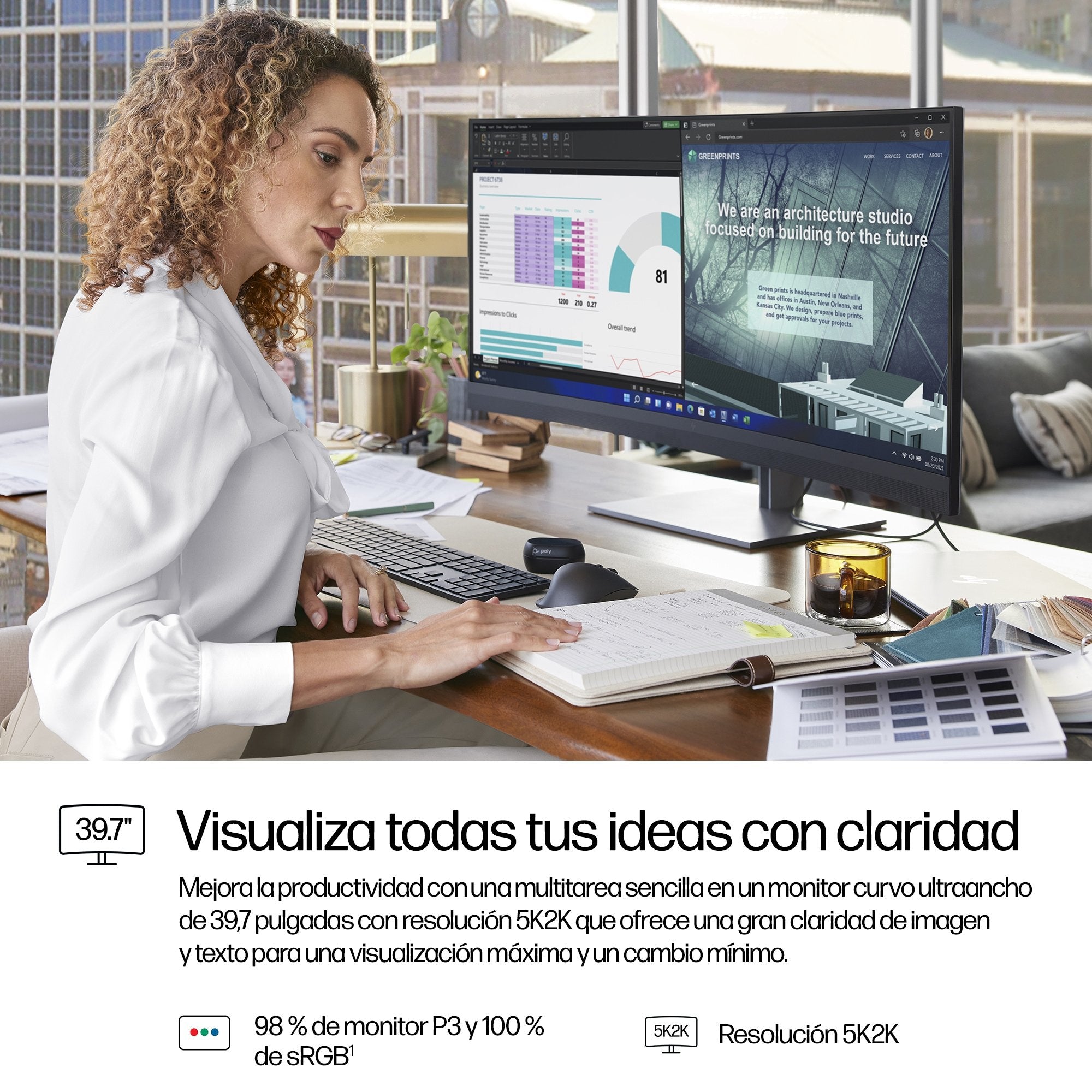 EAN 5715063476666 - HP Series 7 Pro 39.7 inch 5K2K Conferencing Monitor - 740pm pantalla para PC 100,8 cm (39.7") 5120 x 2160 imagen 7