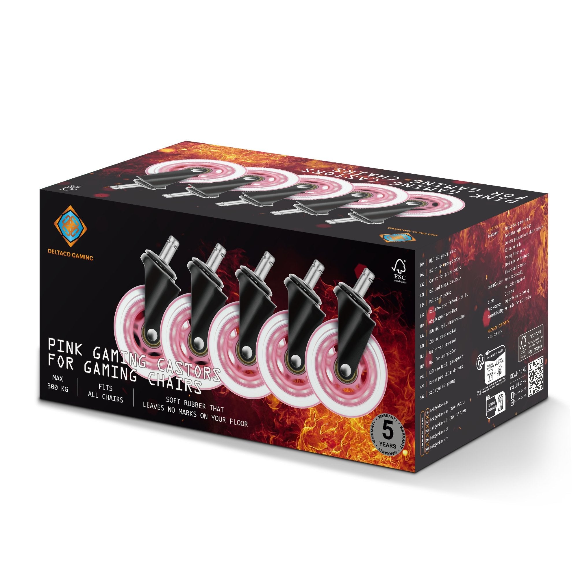 Deltaco Rgb Rollen F. GamingstHle 5er Pack Pink