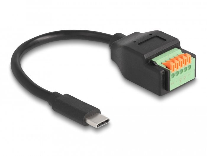Delock Usb 2.0 Cable Usb Type-C Stecker Zu Terminalblock Adapter Mit Drucktaster 15 Cm