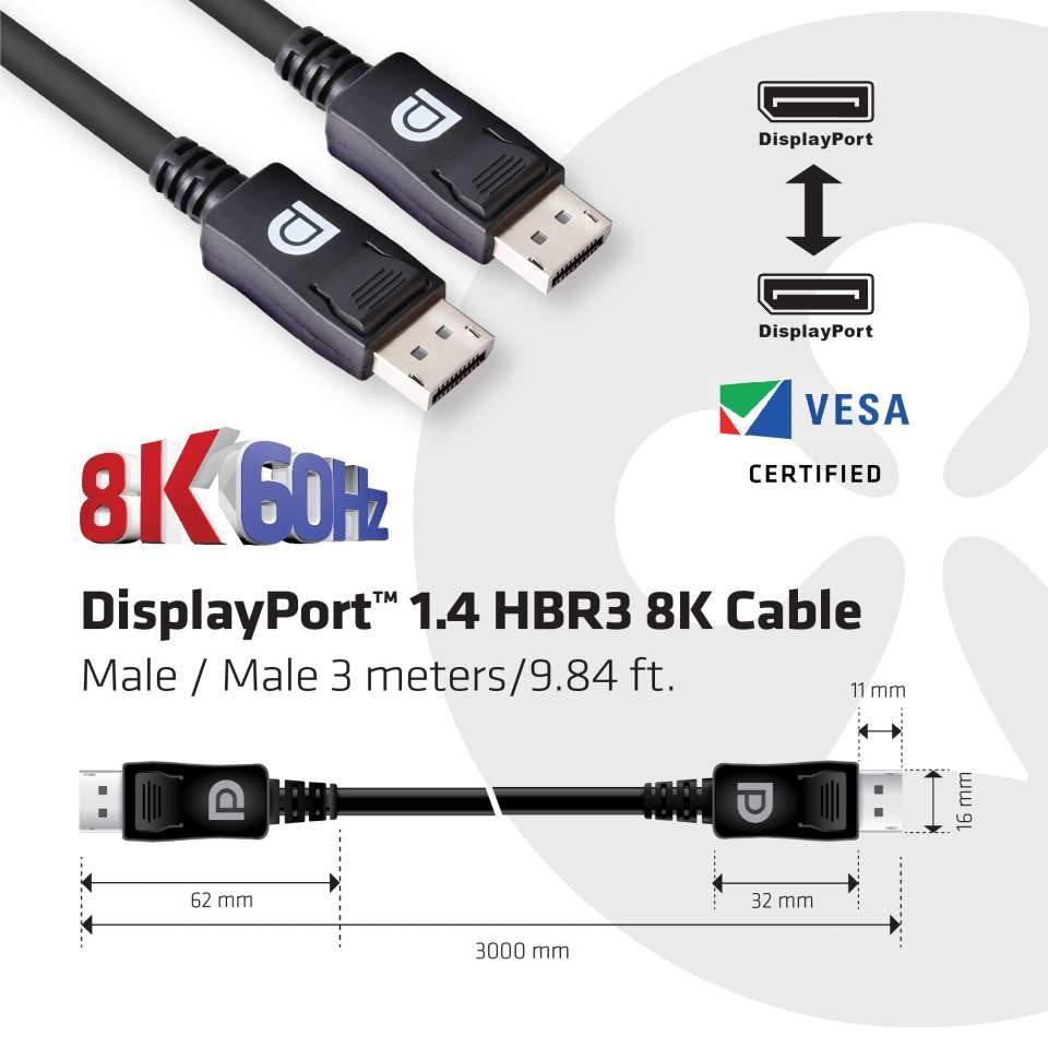 EAN 8719214471095 - CLUB3D CAC-1060 cable DisplayPort 3 m Negro imagen 3