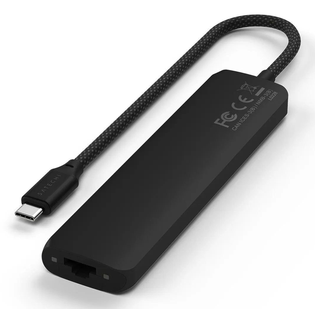 Satechi 7-W-1 Usb-C Slim Multiport Adapter Ethernet (Usb-C Pd, 2x Usb-A, Hdmi 4k, Ethernet, Czytnik Kart Micro/Sd) (Negro)