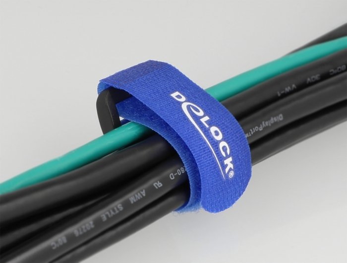 Delock Klett-Cablebinder Mit Schlaufe L 150 X B 20 Mm Blau 5 Stück