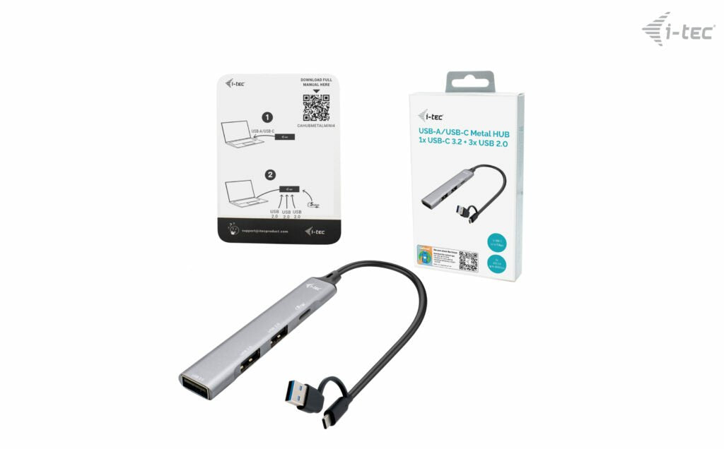 I-Tec Usb-A Usb-C Metal Hub 1x Usb-C 3.1 + 3x Usb 2.0