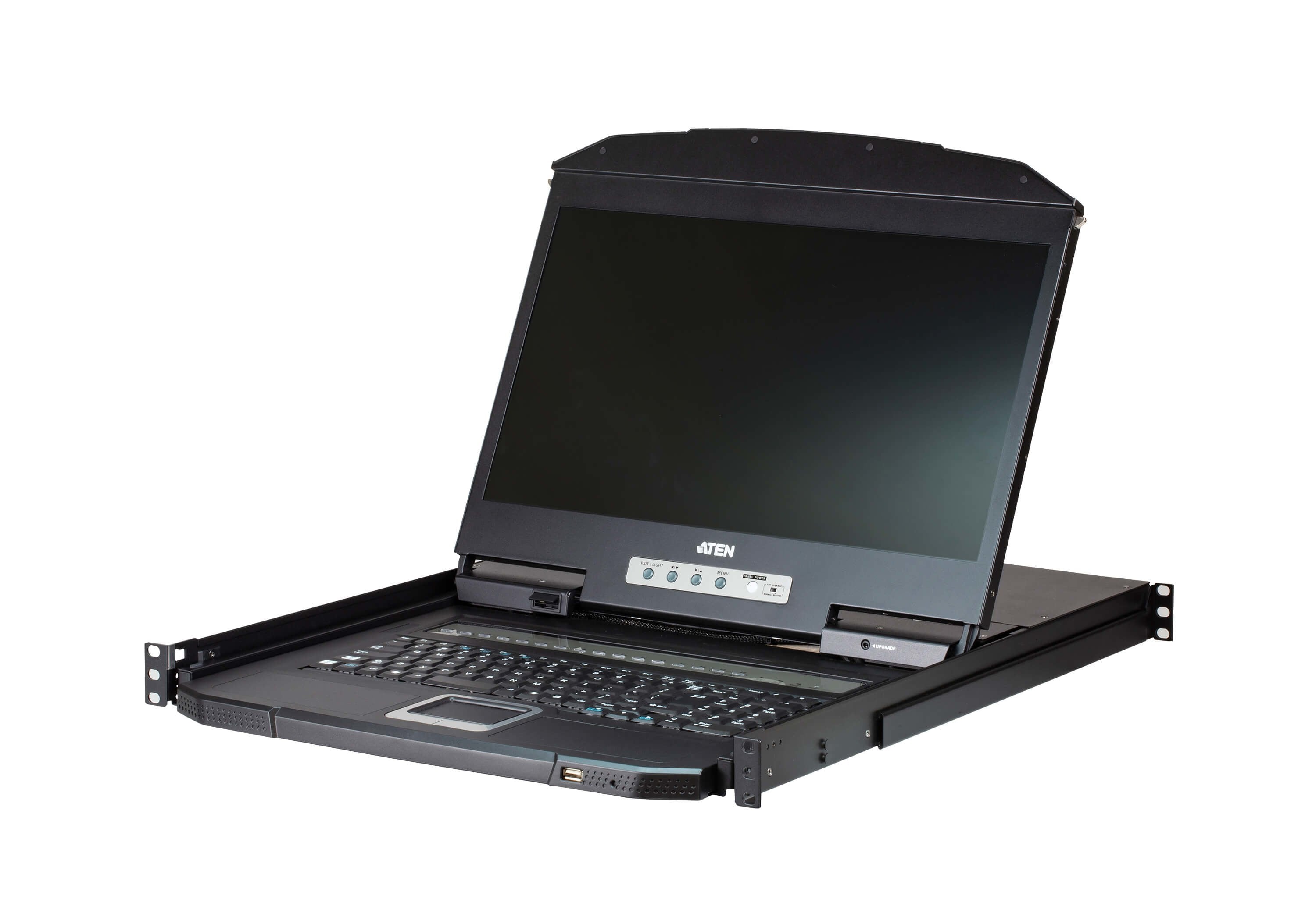 Consola Lcd Panorámica Single Rail Con Switch Kvm Integrado Vga Ps/2-Usb De 8 Puertos