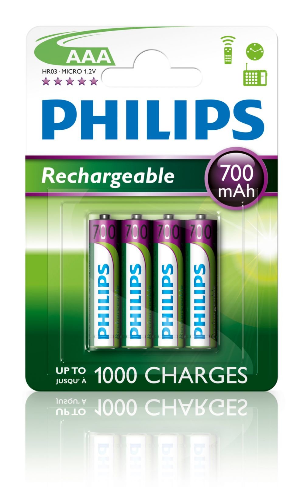 Pack De 4 Pilas Aaa Philips R03b4a70 10 1.2v Recargables