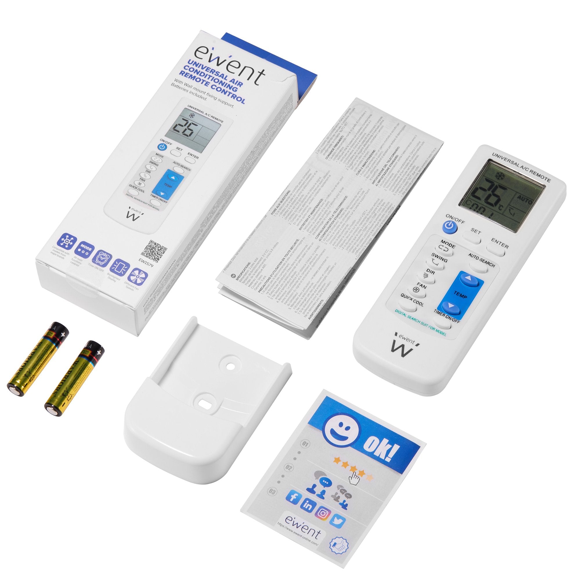 Mando A Distancia Universal Ewent Ew1579 Para Aire Acondicionado