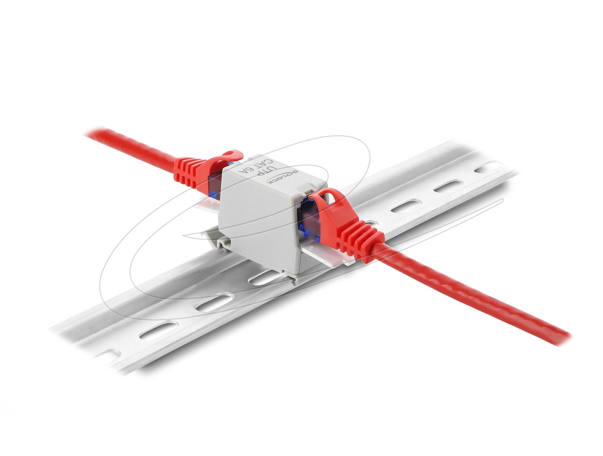 Rj45 Kupplung Cat.6a Dual Buchse Zu Buchse Für Hutschienen Montage Grau