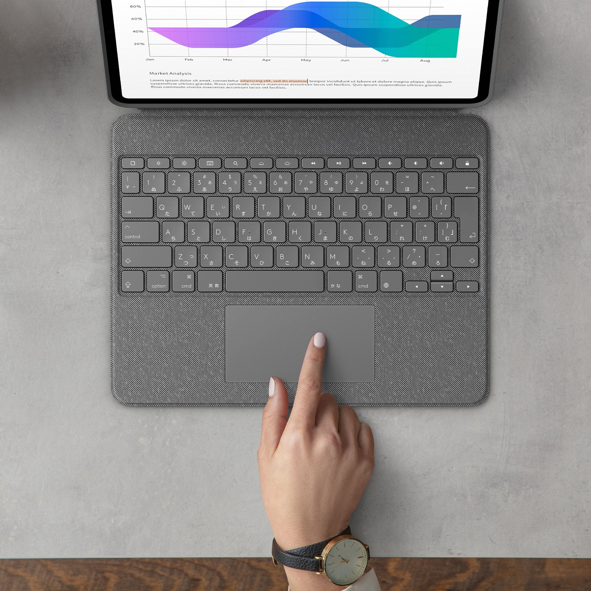 Logitech Combo Touch Caja De Teclado Y Folio Con Panel Táctil Luz Trasera Apple Smart Connector Qwertz Suizo Gris Oxford Para Apple Ipad Pro De 12 9" (5ª Generación)