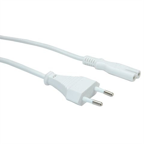 Value Netzcable Euro-Flachstecker Auf C7, 2polig, Wei, 1 M