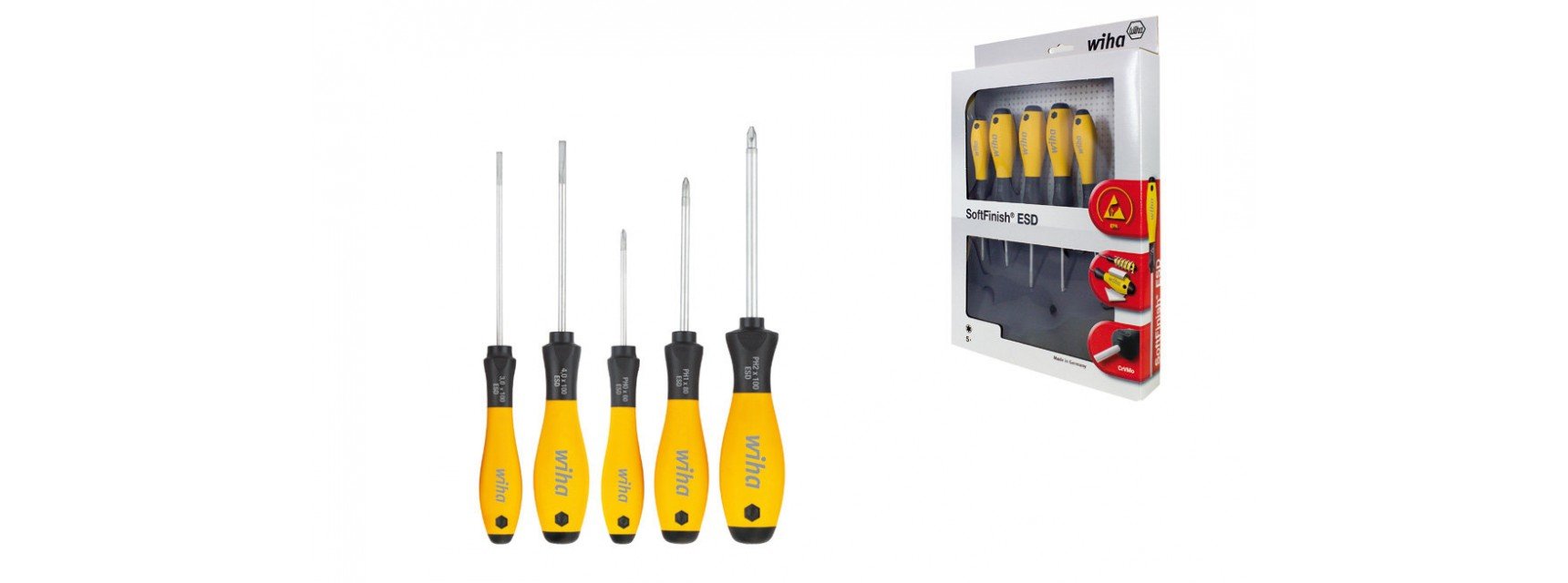 Wiha Wh-27252 Kit De Destornilladores Softfinish Esd, 5 Piezas