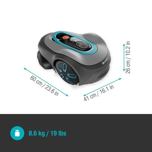 Robot Cortacésped Gardena Smart Sileno Pro 600m² 19802-20 (Gris/Turquesa, Batería De Iones De Litio, Tecnología Lona)