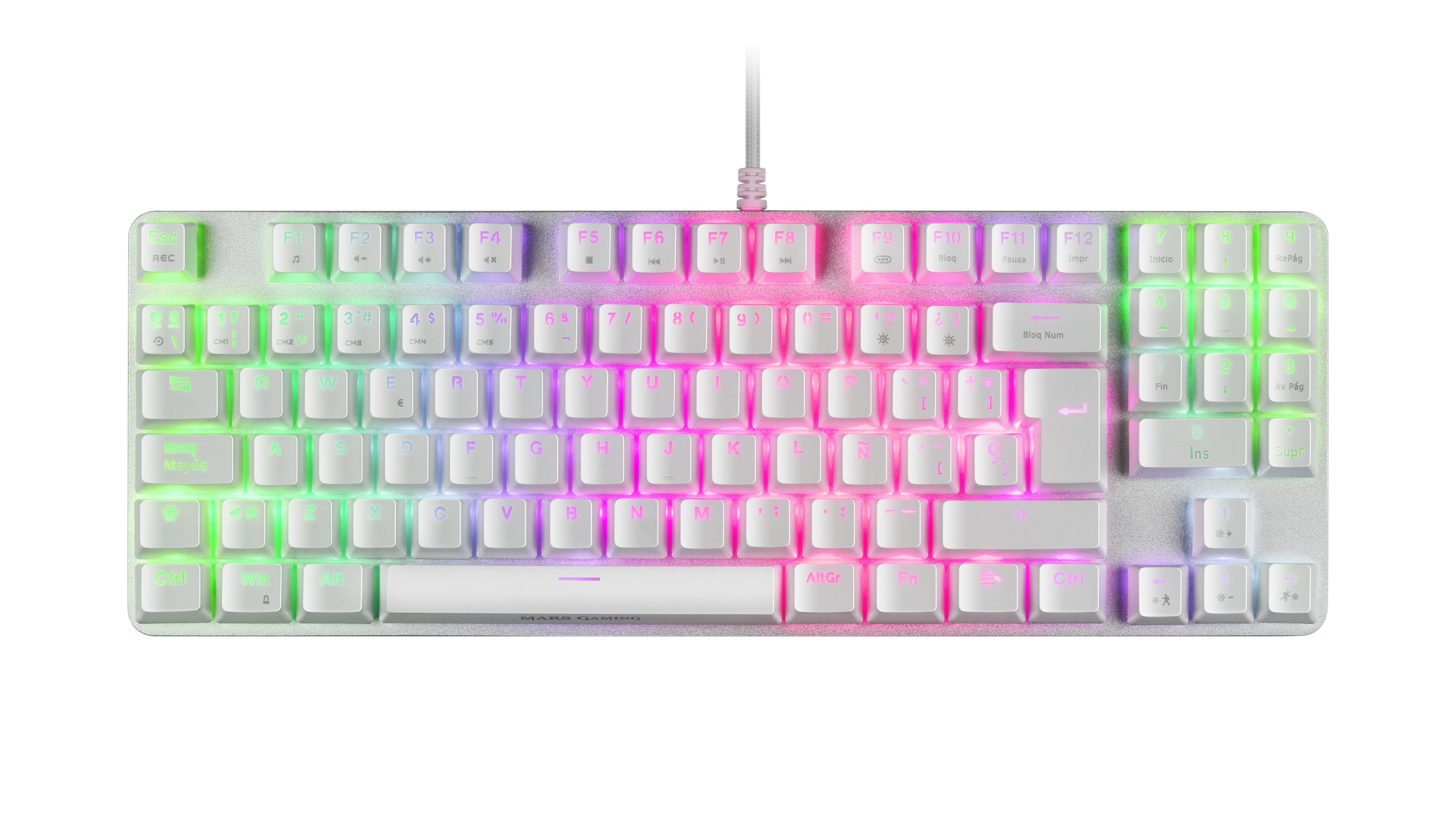 Mars Gaming Mkrevo Pro Teclado Mecanico - Tkl Con Pad Numerico - Switches Outemu Pro - Iluminacion Full Rgb - Base De