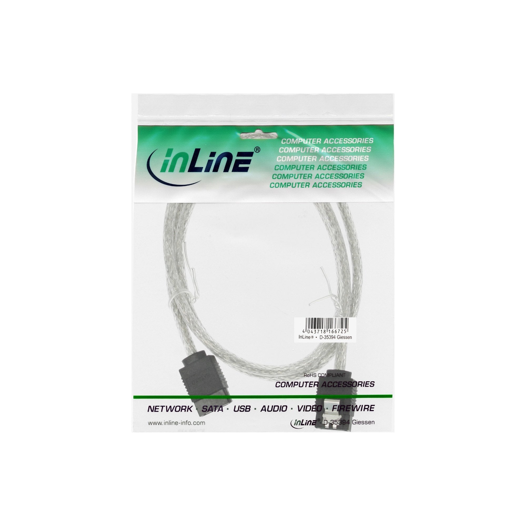 Cable Redondo Inline Sata De 6 Gb/S Con Pestillos De 0,5 M