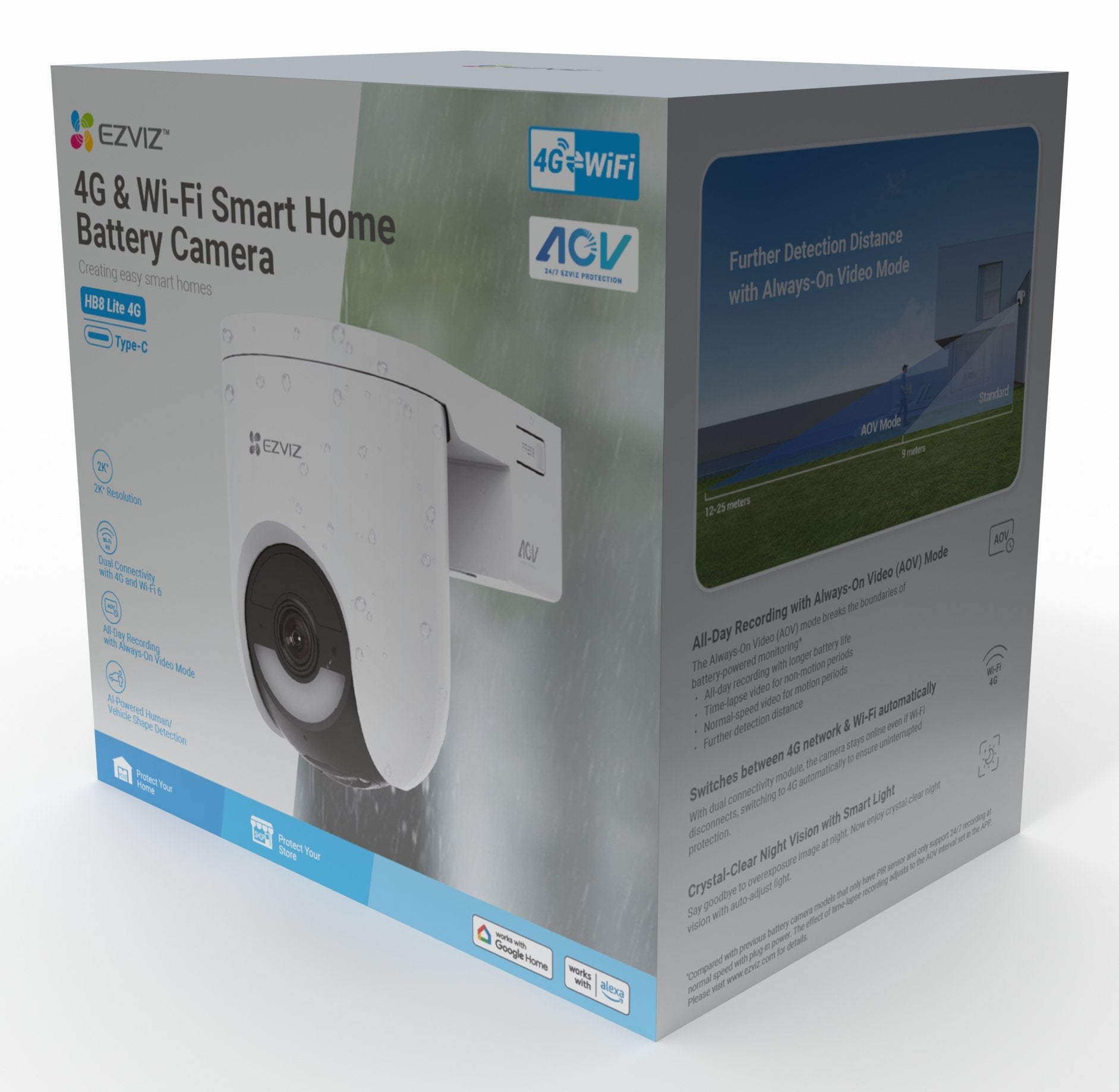 Ezviz Camara Wifi Exterior Hb8 2k+ 4mp Panoramica/Inclinacion Con Bateria