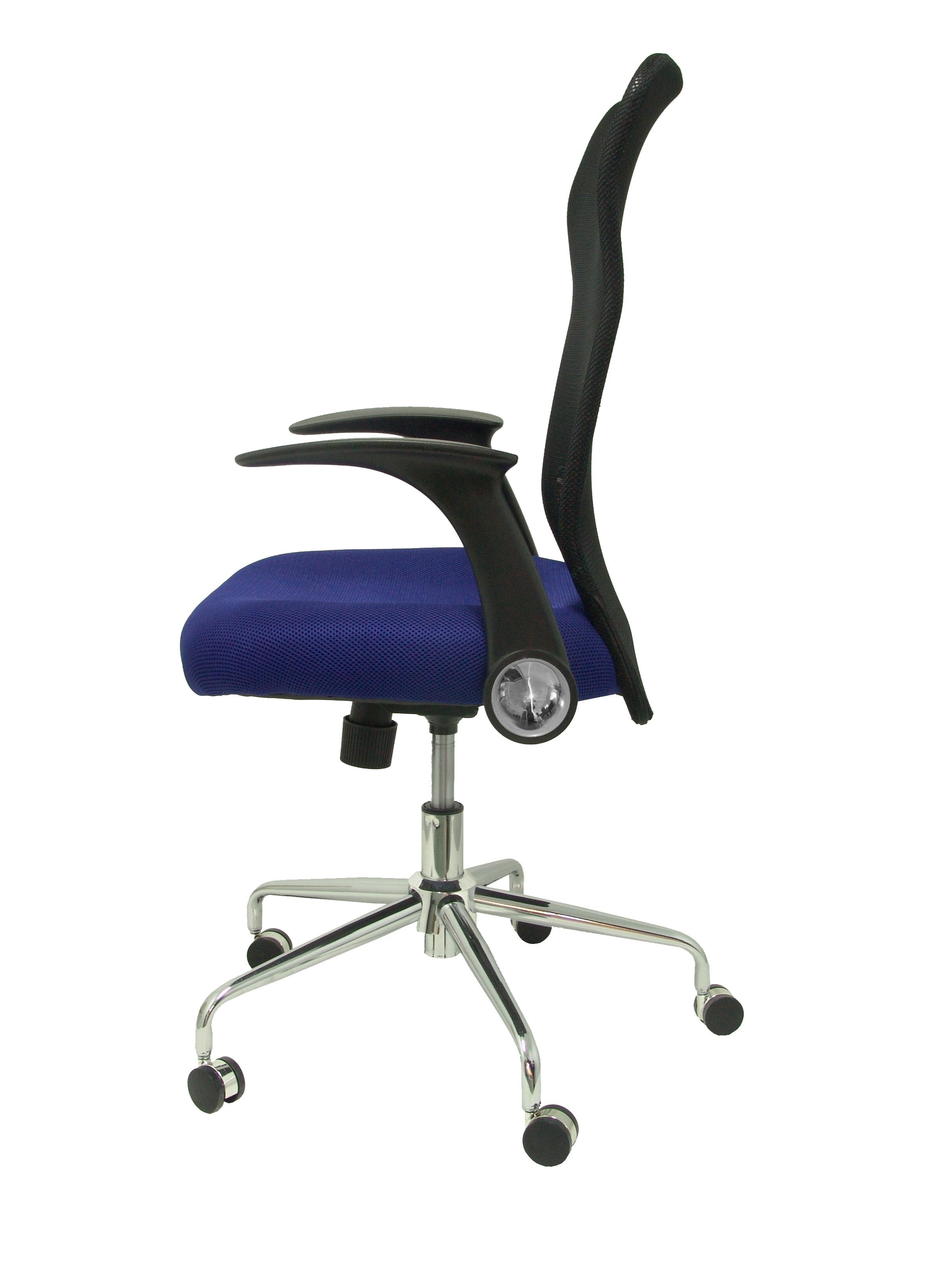 Silla Minaya Respaldo Malla Negro Asiento 3d Azul