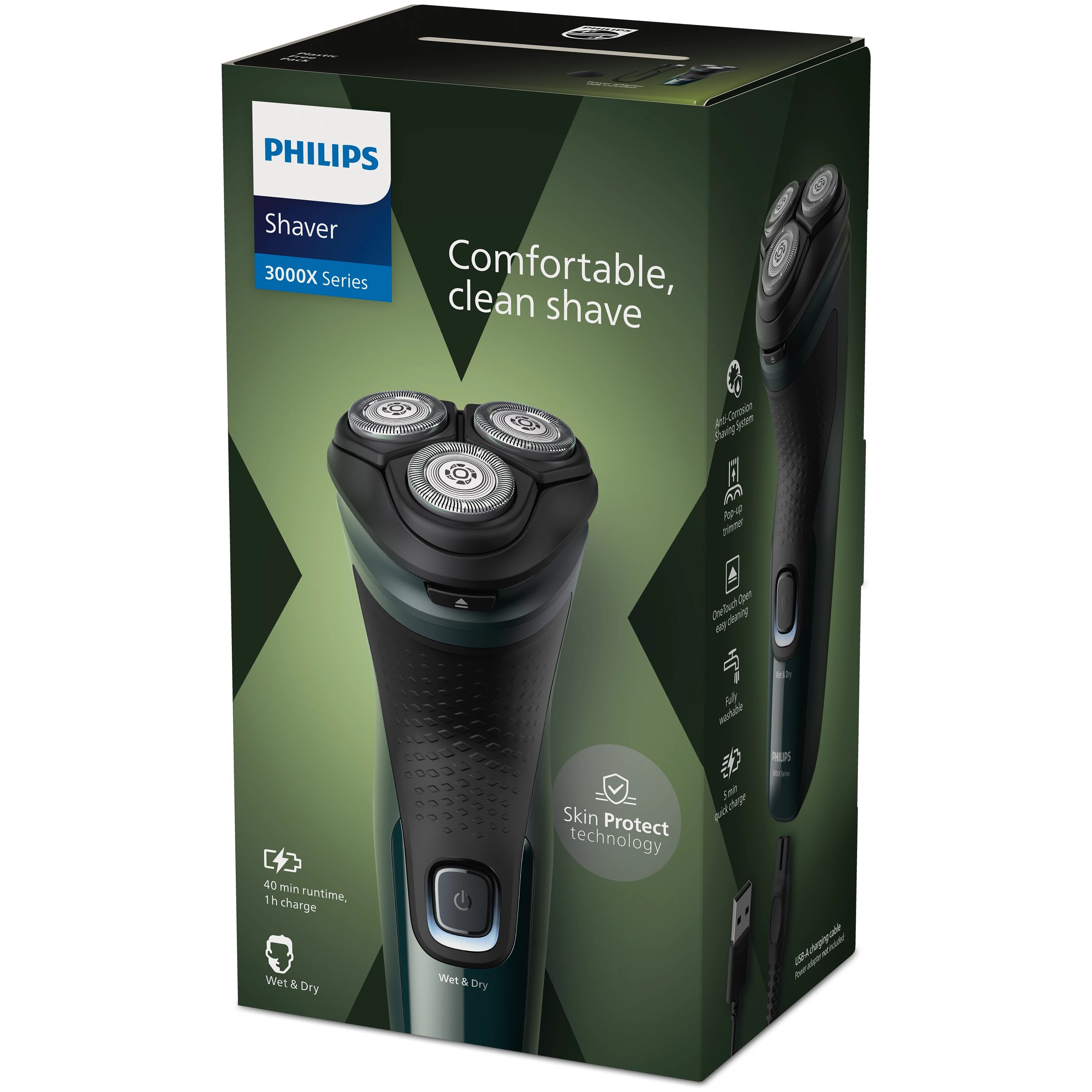 EAN 8720689019040 - Philips X3002/00 afeitadora Máquina de afeitar de rotación Recortadora Negro, Verde imagen 2