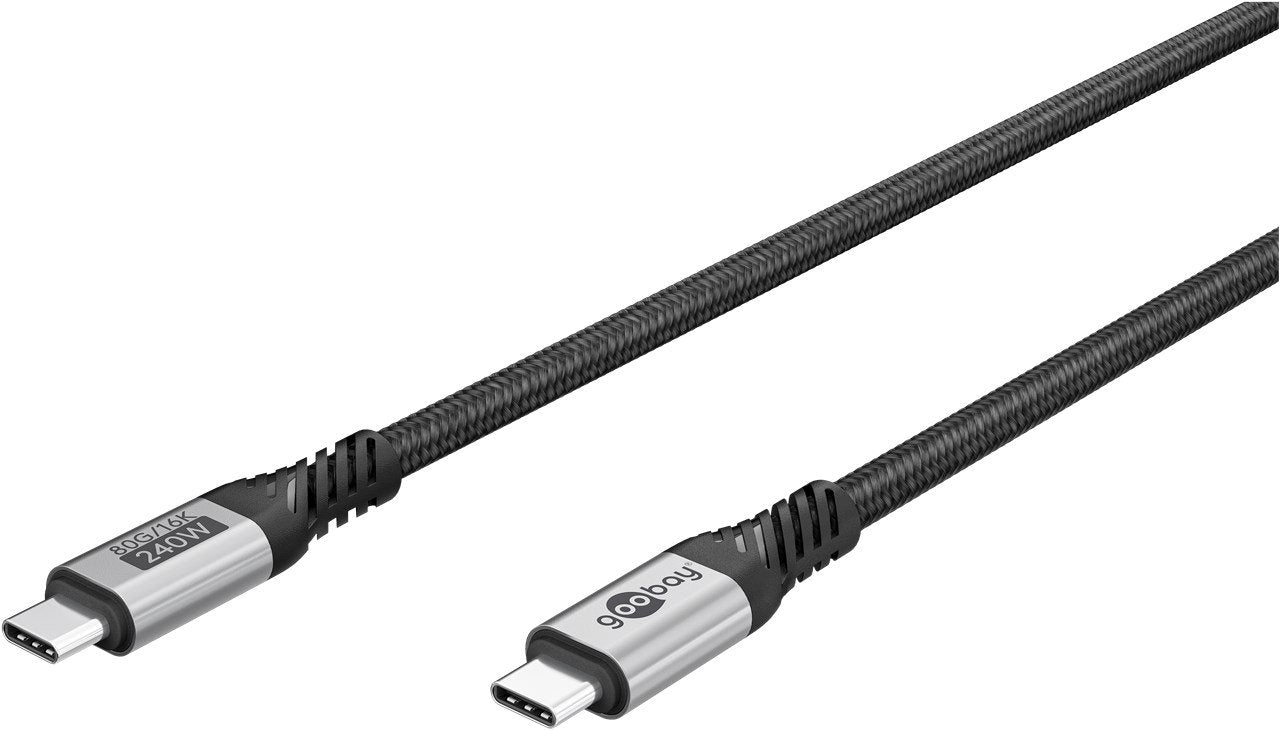 Cable De  1,50m Usb 4 G3x2 80gbps Pd240w Usb-C Macho A Usb-C Macho Negro Video 16k@60hz Datos Y Carga