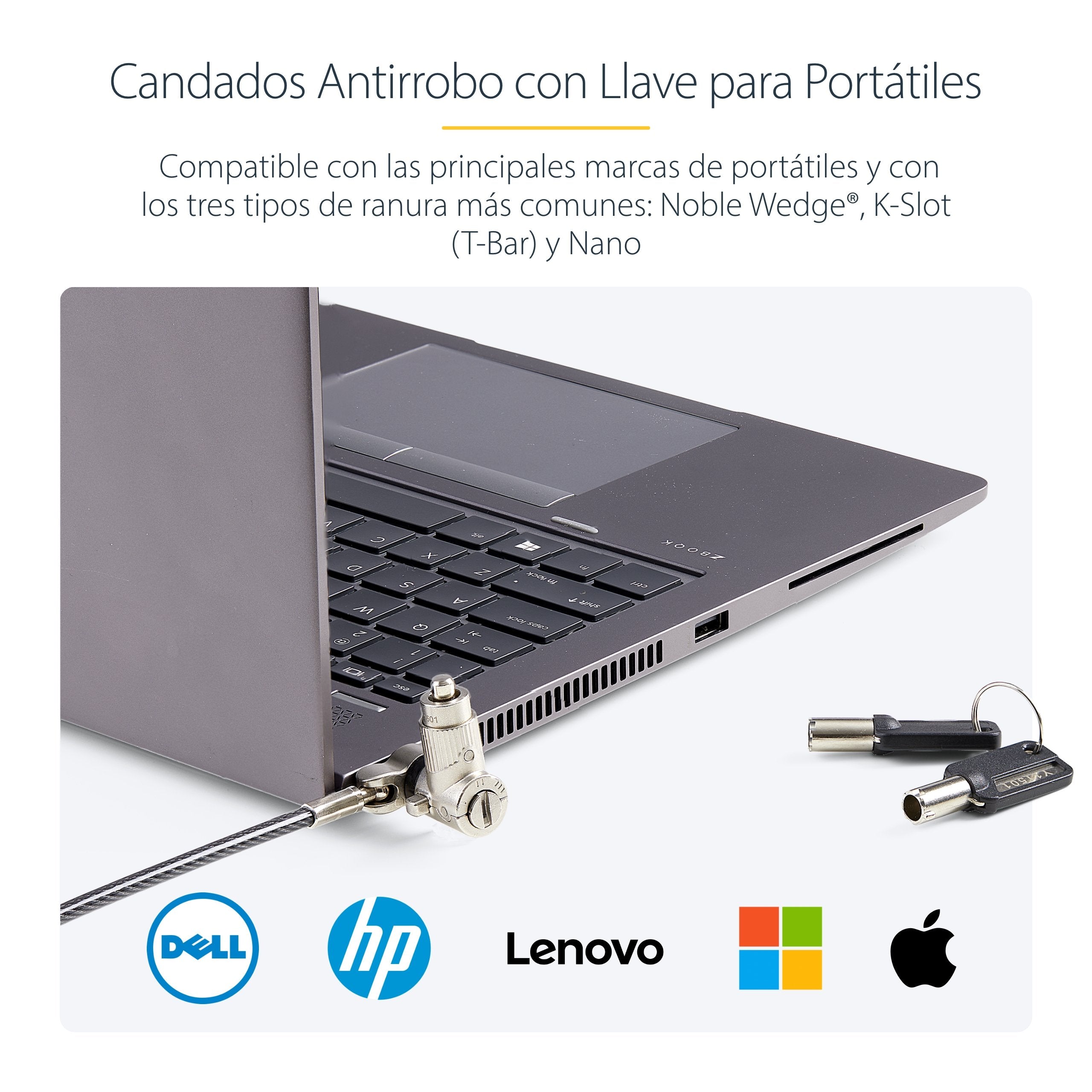 Startech.Com Univka25-Laptop-Lock Cable Antirrobo Negro 2 M