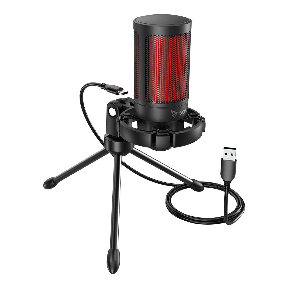 Micrófono Con Cable Para Juegos Savio Con Retroiluminación, Trípode, Usb, Sonar Pro