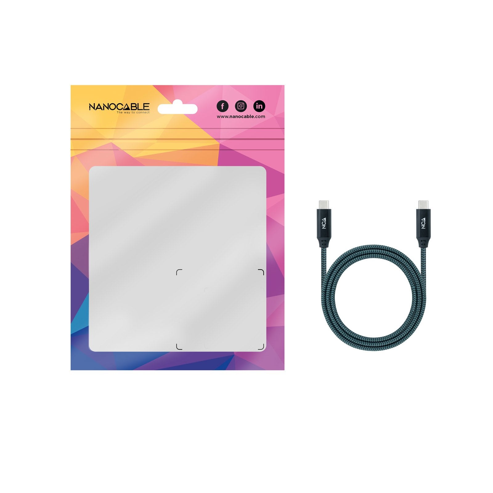 EAN 8433281012790 - Nanocable 10.01.4300-COMB cable USB USB4 Gen 2x2 0,5 m USB C Verde azulado, Negro, Gris imagen 4