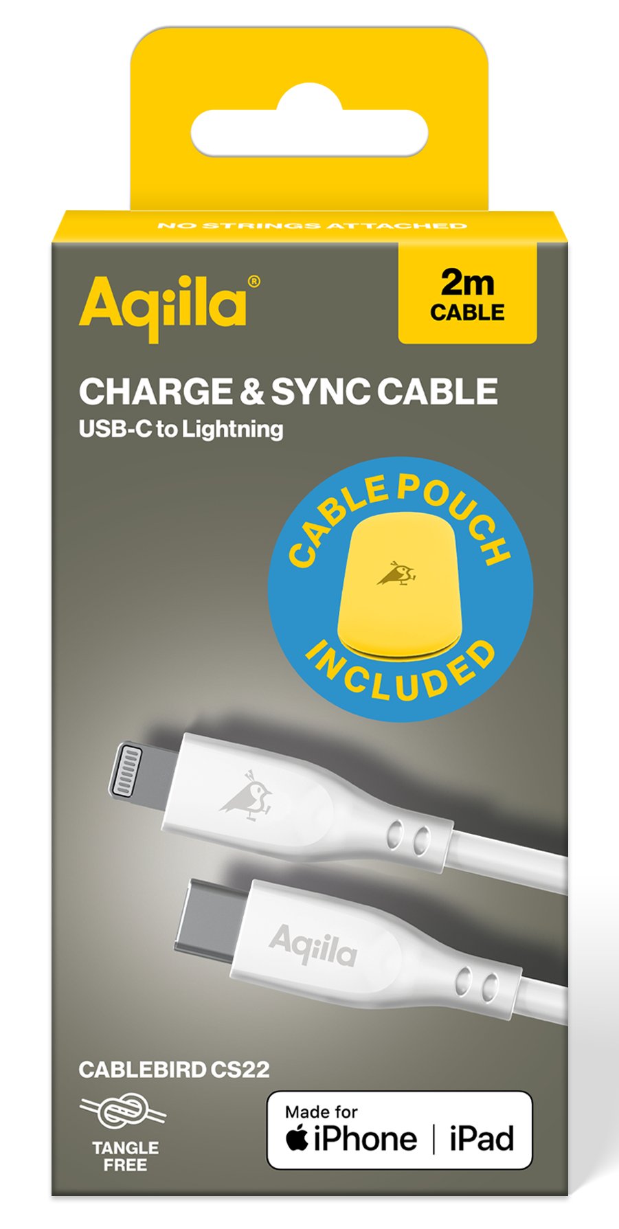 Aqiila Cablebird Cs22 Lade-/Sync Kabel 60w Type C Lightning 2m