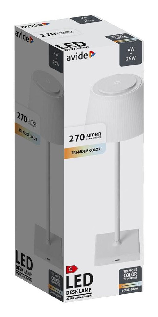 Avide Led Tischleuchte Blanco Usb 4w 3-Mufige Lichtfarbe
