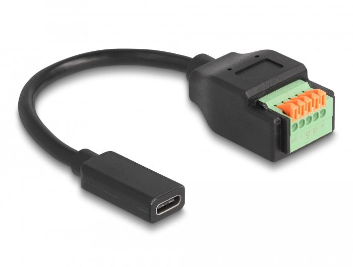 Delock Usb 2.0 Cable Usb Type-C Buchse Zu Terminalblock Adapter Mit Drucktaster 15 Cm