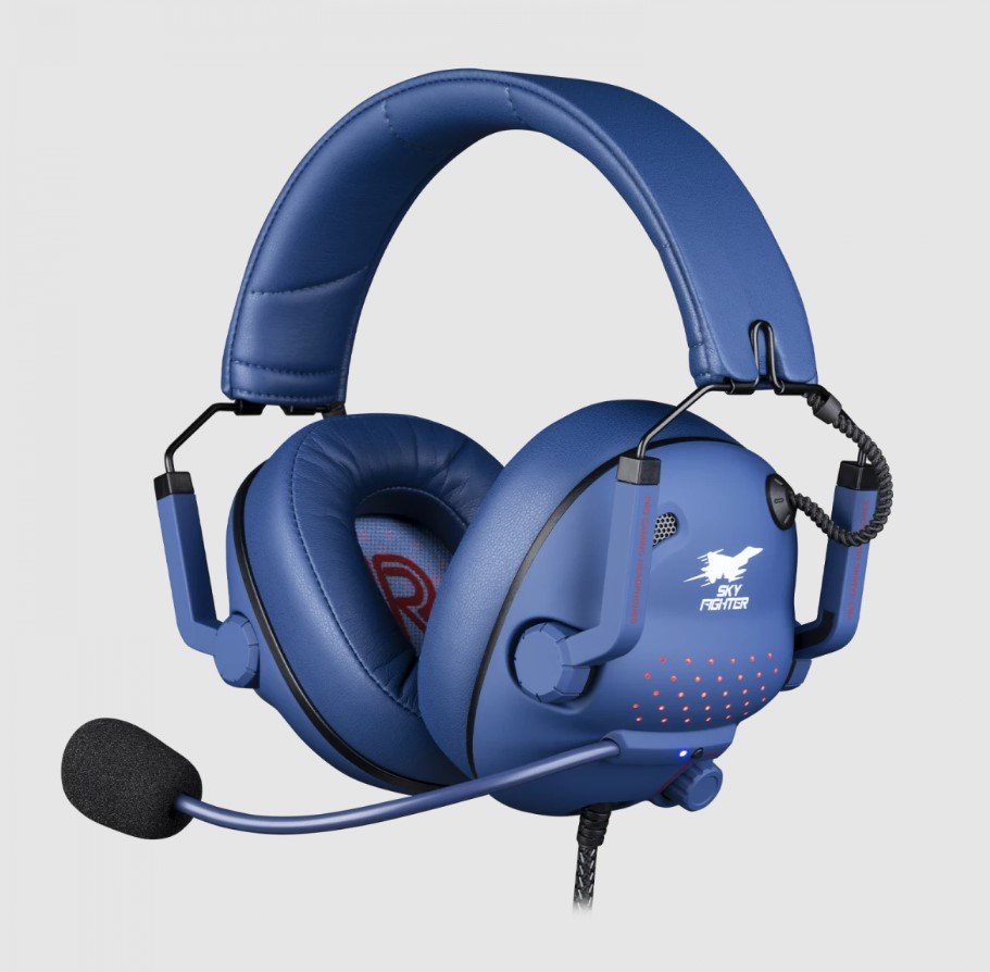 Auriculares Gaming Con Micrófono Konix Drakkar Skyfighter Pro  Usb  Azules