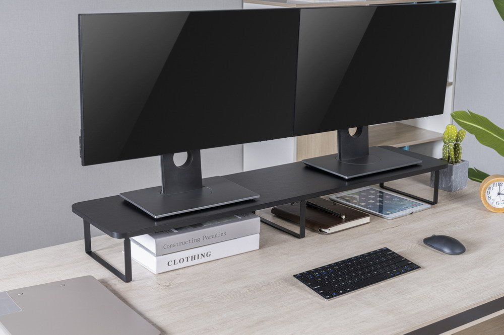 Gembird Ms-Table2-01 Soporte De Monitor Para 2 Monitores (Rectángulo Largo) Negro