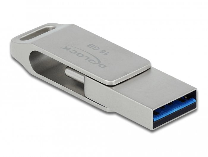 Pendrive Delock Usb 3.2 Gen 1 Usb-C  + Tipo A De 16 Gb - Carcasa De Metal