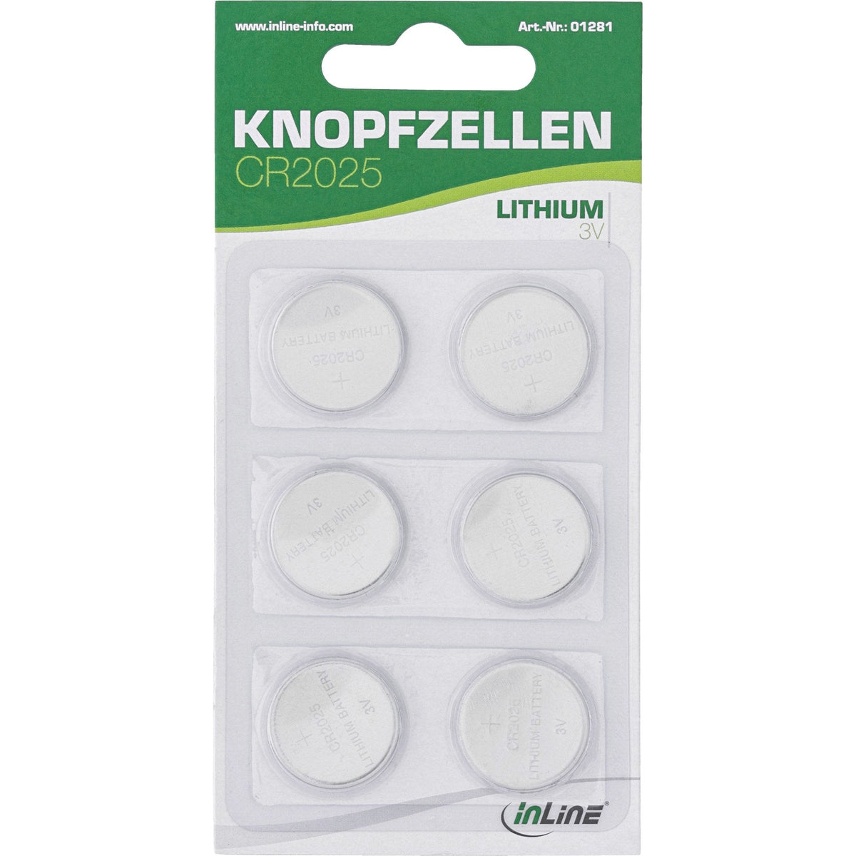 Paquete De 6 Pilas De Botón Inline, Litio De 3 V, Cr2025