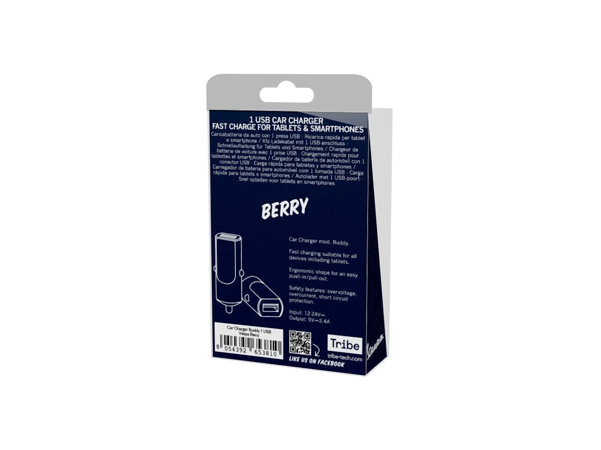 Cargador De Coche - 1 Puerto Usb - 2,4 A Vespa Color Rosa