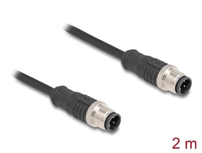 Delock 80848 Cable M12 Codificado D 4 Pin Macho A Macho Pvc 2 M