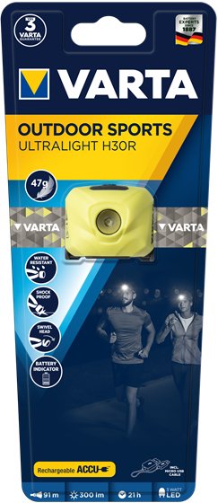 Varta Outdoor Sports Ultralight H30r Lime, Recargable