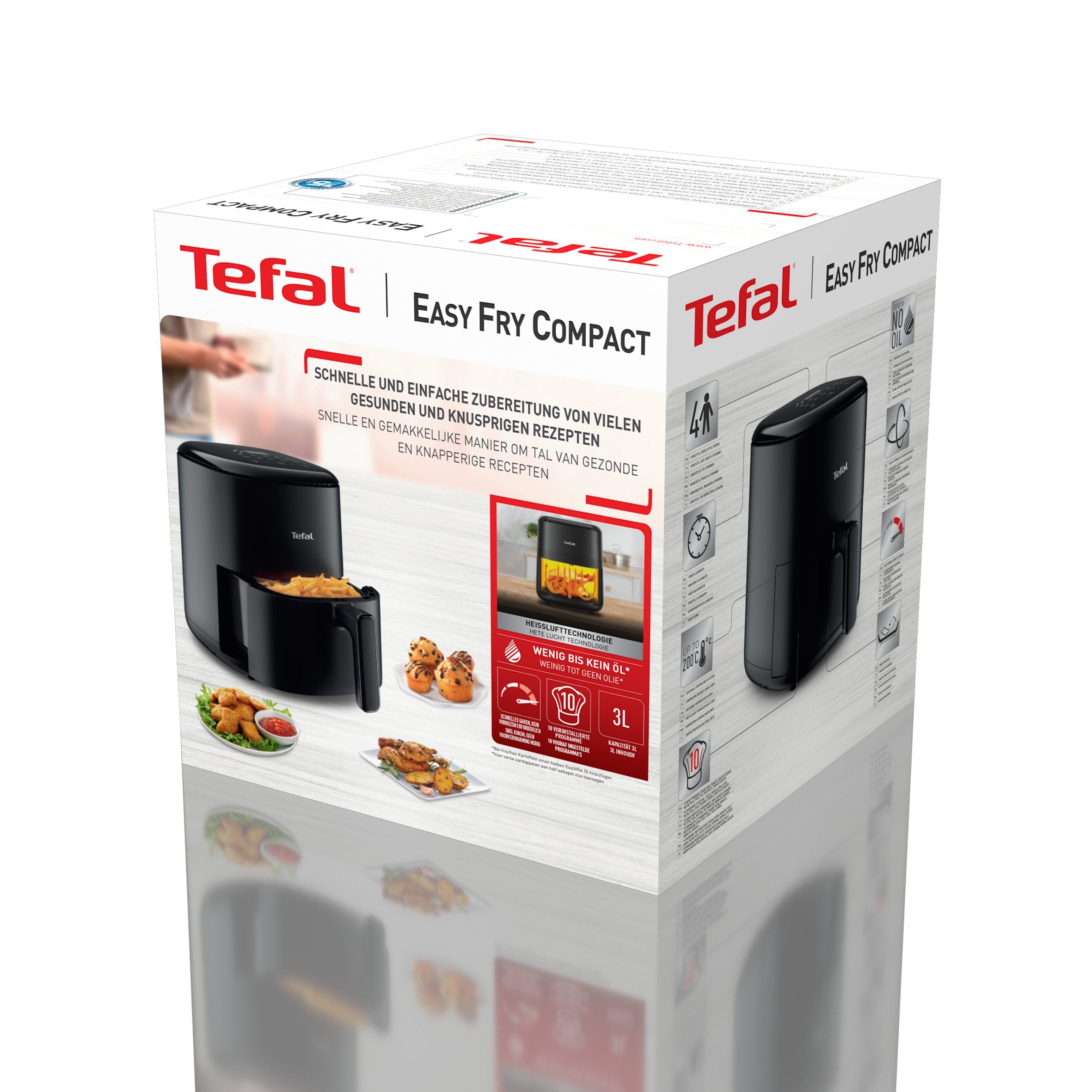 Tefal Easy Fry Ey145810 Freidora 3 L Independiente 1300 W Freidora De Aire Caliente Negro