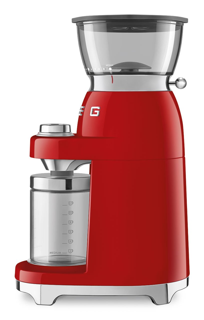 Molinillo De Café Smeg Cgf03rdeu, 15 Niveles De Molienda, Depósito De 240 G, 150 W, Rojo