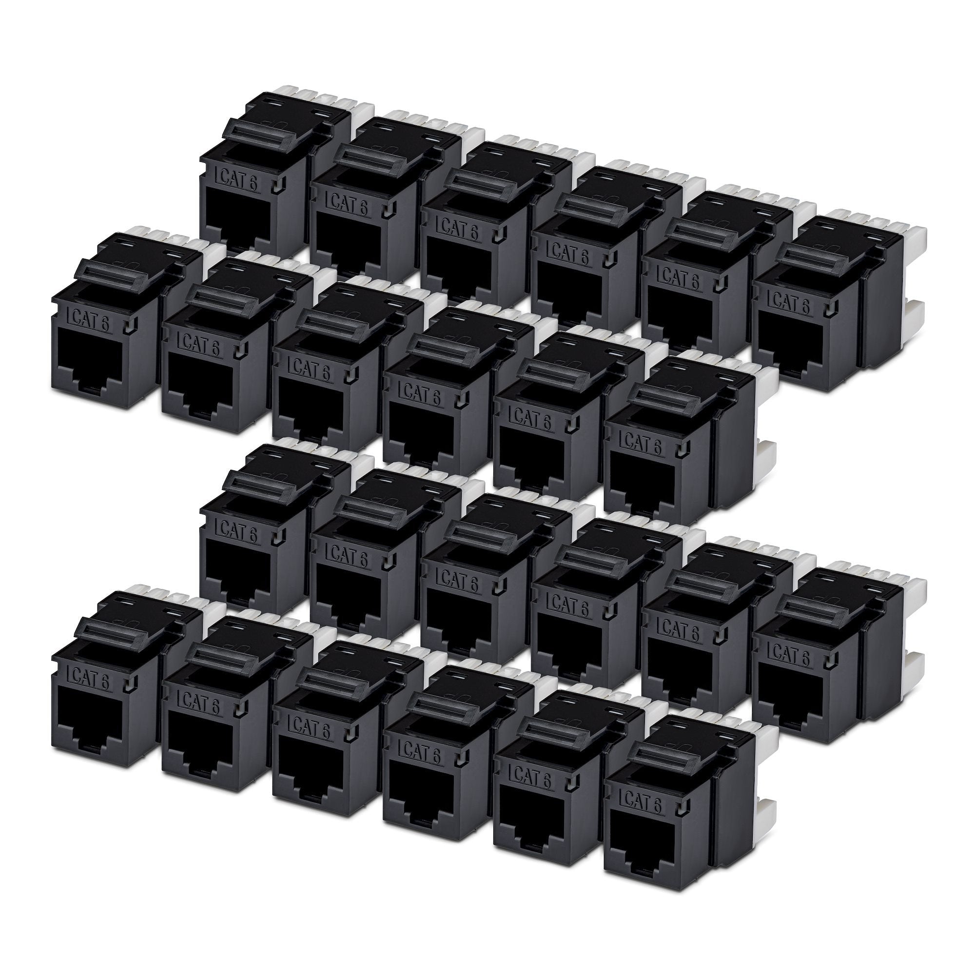 Startech.Com Cat6 Keystone Jack Módulo, Pack De 24 Rj45 Ethernet Keystone Conector Hembra, Utp Cat6 Wandbuchse, 180 Grad 110 Punch Down Conector Hembra, Negro, Plano, Negro, Rj-45, Conector Hembra, Conector Hembra, 10gbase-T